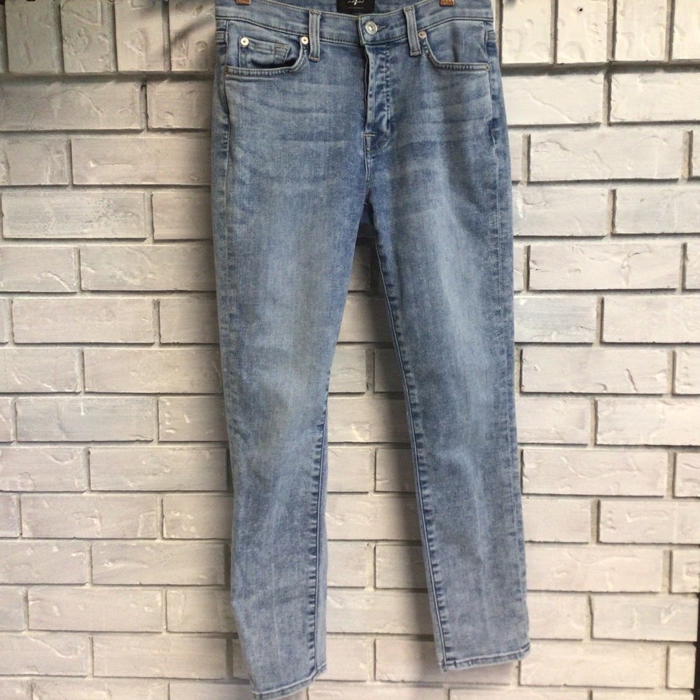 7 FOR ALL MANKIND straight legged -light washed - button fly jeans Size 24